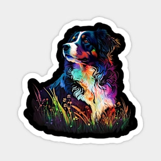 Portrait of Australian Shepherd in paint Magnet