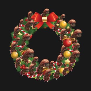 Alien Xenomorph Multiface Christmas Wreath T-Shirt