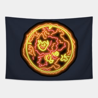 Electric Solar System Neon Sun Top Left Tapestry