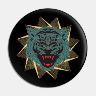 Angry Tiger Art Polygonal Pin