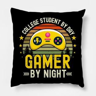 College student  Lover by Day Gamer By Night For Gamers Pillow