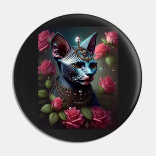 The Sphynx Queen and her Rose Throne Pin