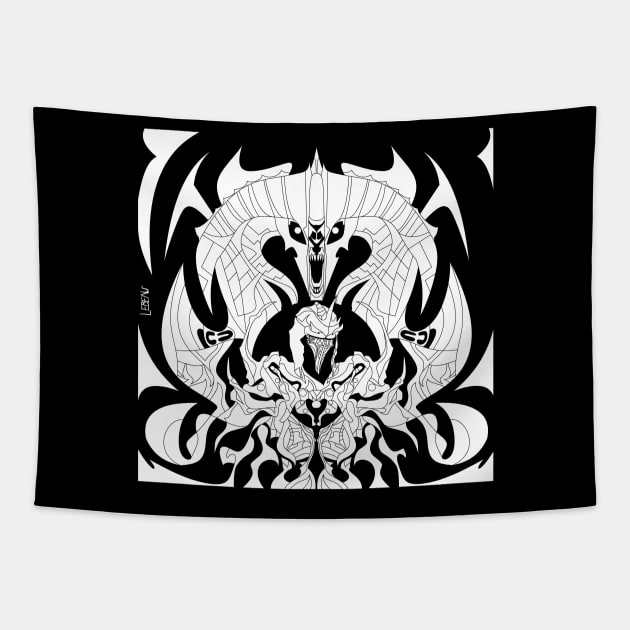 black dark nazgul ecopop in balrog dreams of the middle earth ecopop Tapestry by jorge_lebeau