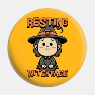 Resting Witch Face! Cute witch Cartoon Pin