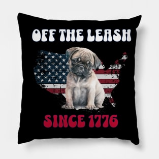 4th of July Independence Day Funny Design for Dog Lovers Pillow