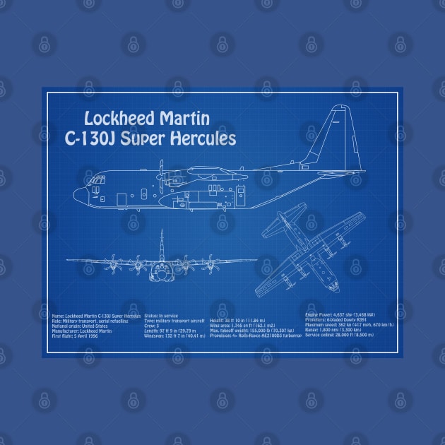 C-130 Hercules - Airplane Blueprint -  AD by SPJE Illustration Photography