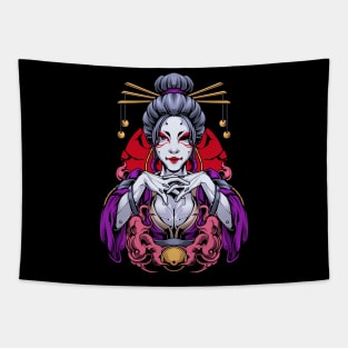 Cyberpunk Geisha Girl Tapestry