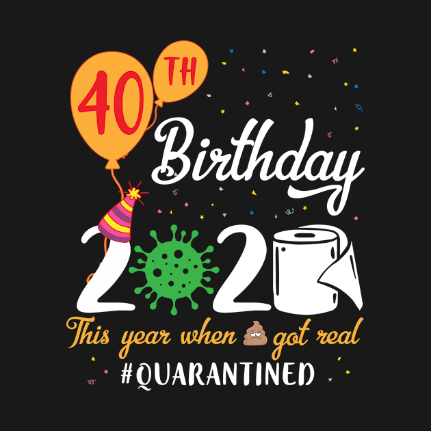 40th Birthday 2020 With Toilet Paper Balloons Coronavirus This Year When Shit Got Real Quarantined by favoritetien16
