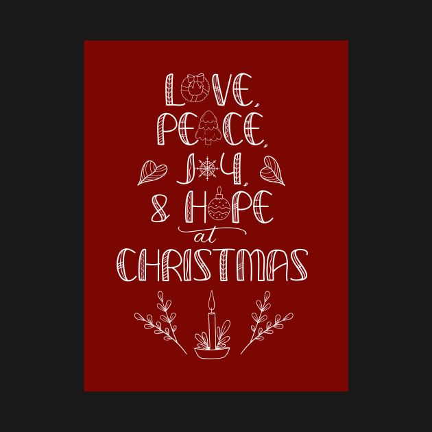 Christmas Greetings Word Art on Red by creativebakergb