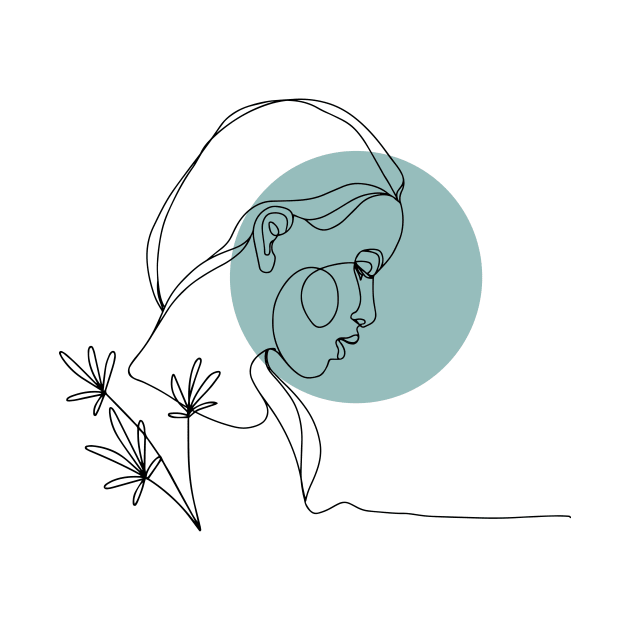 Minimalist Women Face. One Line Art. Single line. Contour Portrait. by ElenaDro