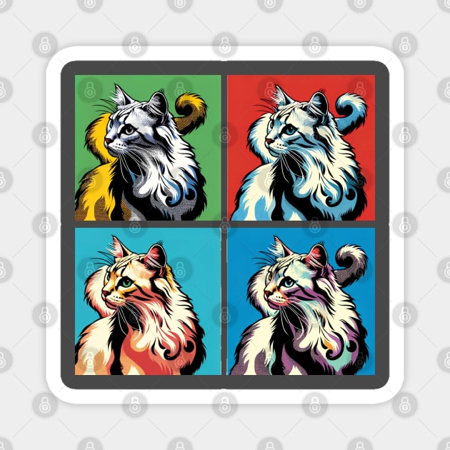American Bobtail Pop Art - Cat Lovers Magnet by PawPopArt