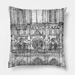 NOTRE-DAME de PARIS - pencil portrait .1 Pillow