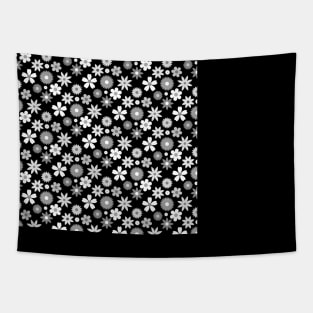 Retro Monochrome Flower Pattern Tapestry