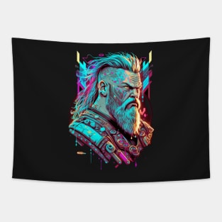 Neon Cyberpunk Viking - V1.07 Tapestry