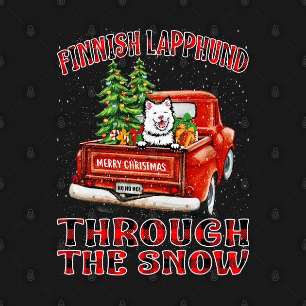 Christmas Finnish Lapphund Through The Snow Dog Santa Truck Tree by intelus