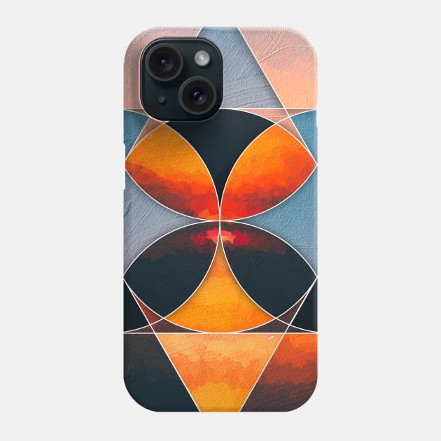 Geometric collage of sunset oil painting Phone Case by DigitPaint