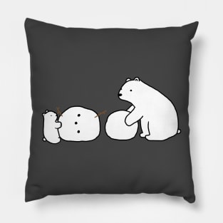 Polar Bear and Snowman Pillow