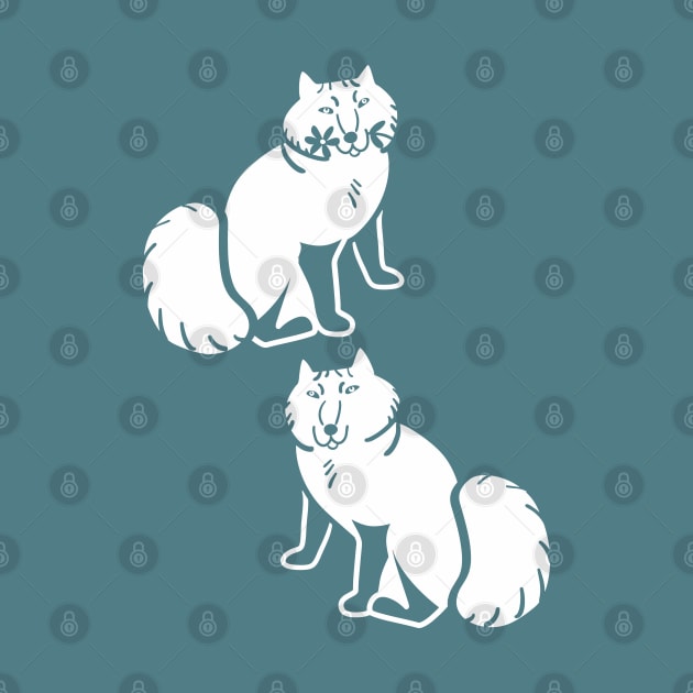 Arctic fox friends not fur white and teal by belettelepink