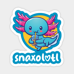 Snaxalotl hungry axolotl (on dark colors) Magnet