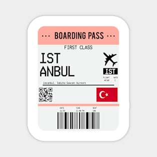 Boarding Pass Istanbul Flight Ticket Magnet