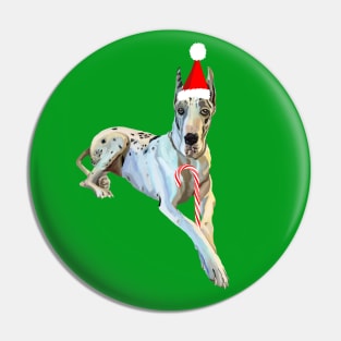 Christmas Harlequin Great Dane Dog Pin