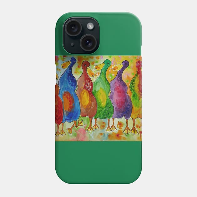 Quirky Colourful Ducks Phone Case by Casimirasquirkyart