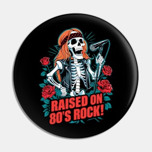 Vintage Rocker Skeleton T-Shirt - Raised On 80's Rock! Pin