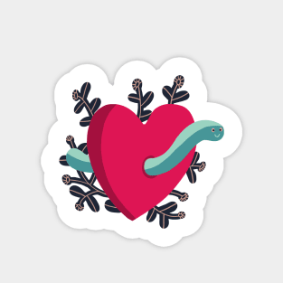 Heart worm on purple Magnet