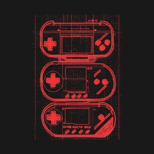 Red Handheld Gaming Blueprint T-Shirt