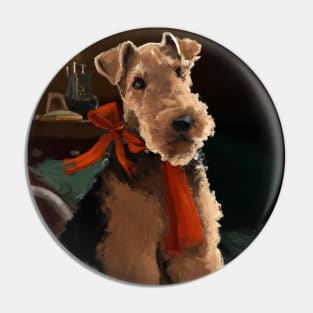 Cute Airedale Terrier Drawing Pin