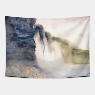 Tundra Falls Watercolor Painting Tapestry