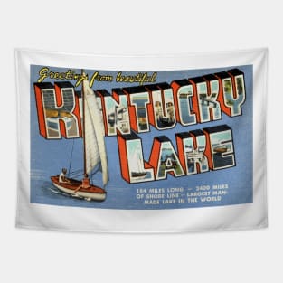 Greetings from Kentucky Lake - Vintage Large Letter Postcard Tapestry