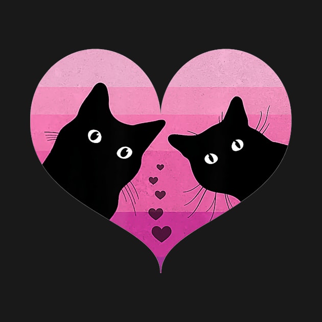 Cat Couple Retro Vintage  Funny Black Cat Valentine Day by chuongmacyfersfw