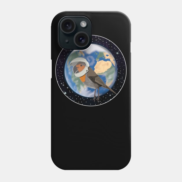 Robin Redbreast in Space Bird Illustration Phone Case by jzbirds