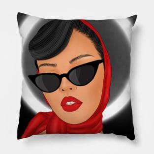 The lady in scarlet scarf Pillow