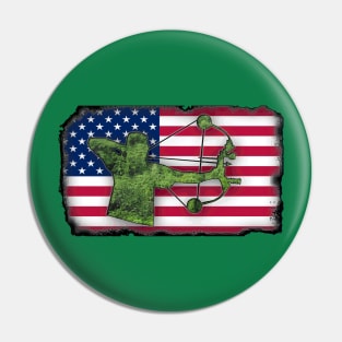 Green Camo Bowhunting Compound Pin