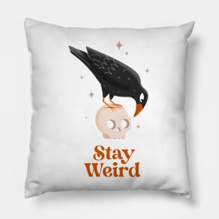 Cute Raven - Stay Weird - Red Pillow