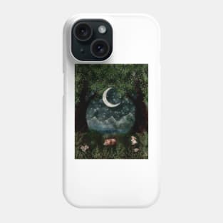 Enchanted Forest Oil Painting Mountains Mushrooms White Rabbit and Sleeping FOx Phone Case