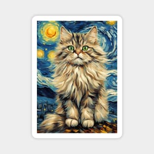 Siberian Cat Breed Painting in a Van Gogh Starry Night Art Style Magnet