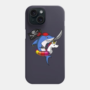 Shark Pirate Riding Unicorn Float Pool Party Phone Case