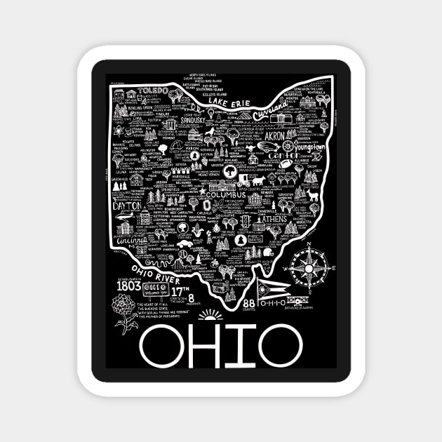 Black Map of Ohio Magnet by fiberandgloss