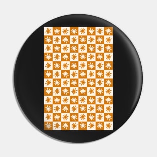 Lisa Says Gah Inspired Checkered Flower Trendy Brown Pin