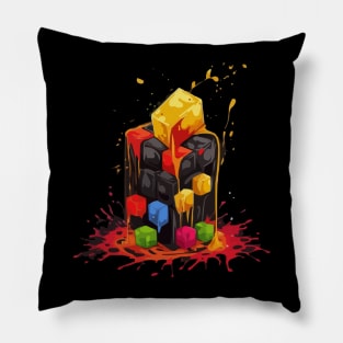 Rainbow Abstraction melted rubix cube Pillow