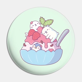 Shaved Ice Dessert with Cute Seal, Polar Bear and Penguin Pin