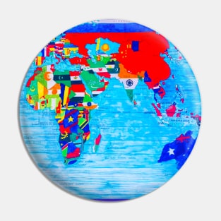 Map of the World with Flags Pin
