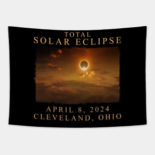 Retro Total Solar Eclipse 2024 Cleveland Tapestry