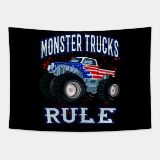 Monster Trucks Rule Pick-Up Monster Truck Cars Tapestry