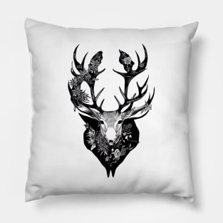 Stag Deer Wild Animal Nature Illustration Art Tattoo Pillow