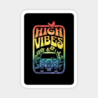 Groovy High Vibes Hipster Hippy Rainbow Magnet