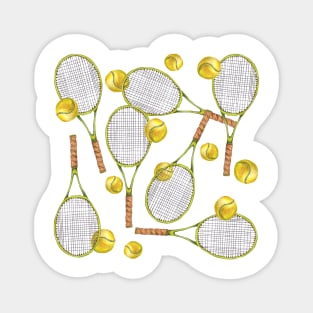 pattern with tennis rackets with tennis balls. color pencil Magnet